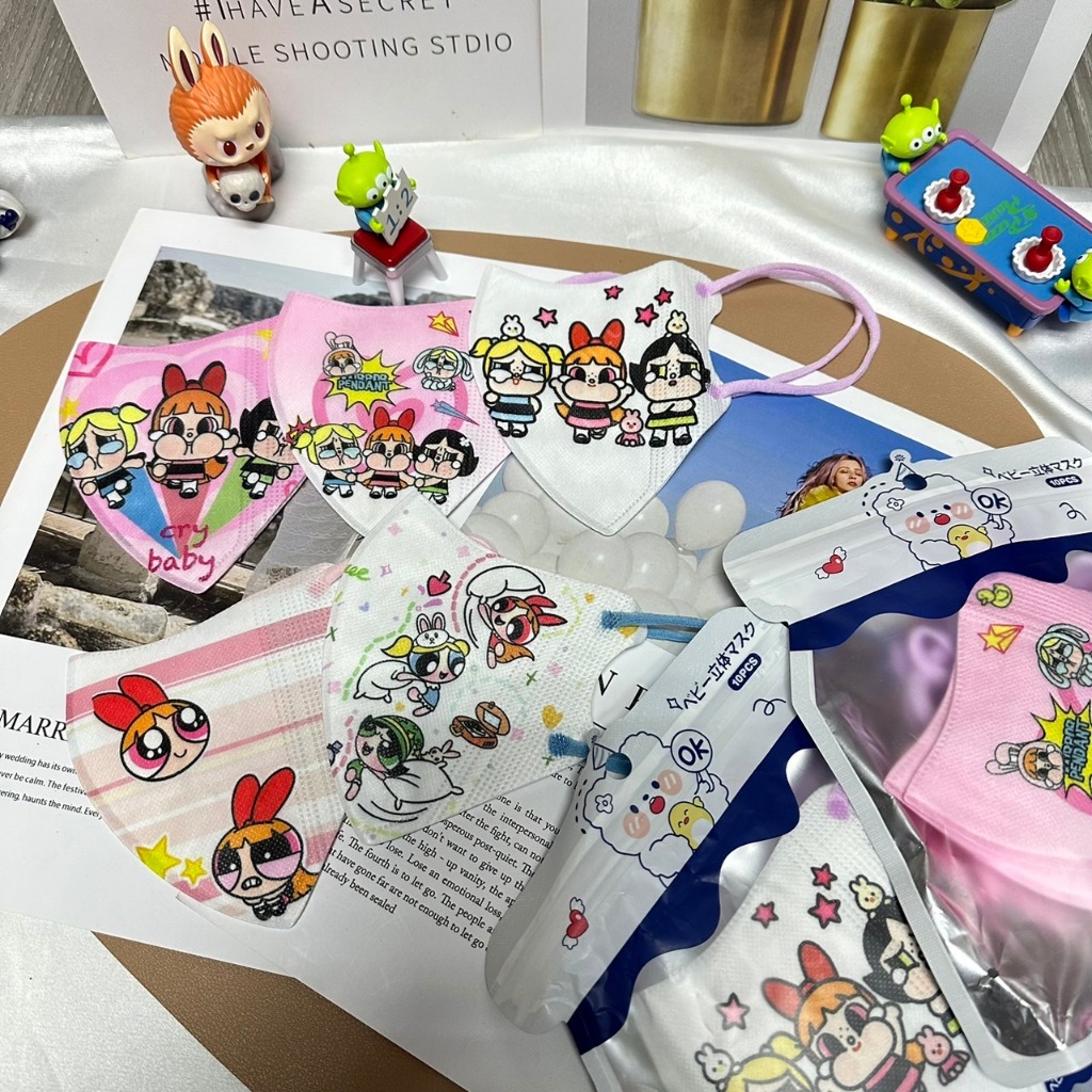 Mask 3D Cry baby ทรงหน้าเรียว เด็กโต3-12ปี น่ารักมาก ไม่มีซองซีลแยก 1แพ็ค10ชิ้น