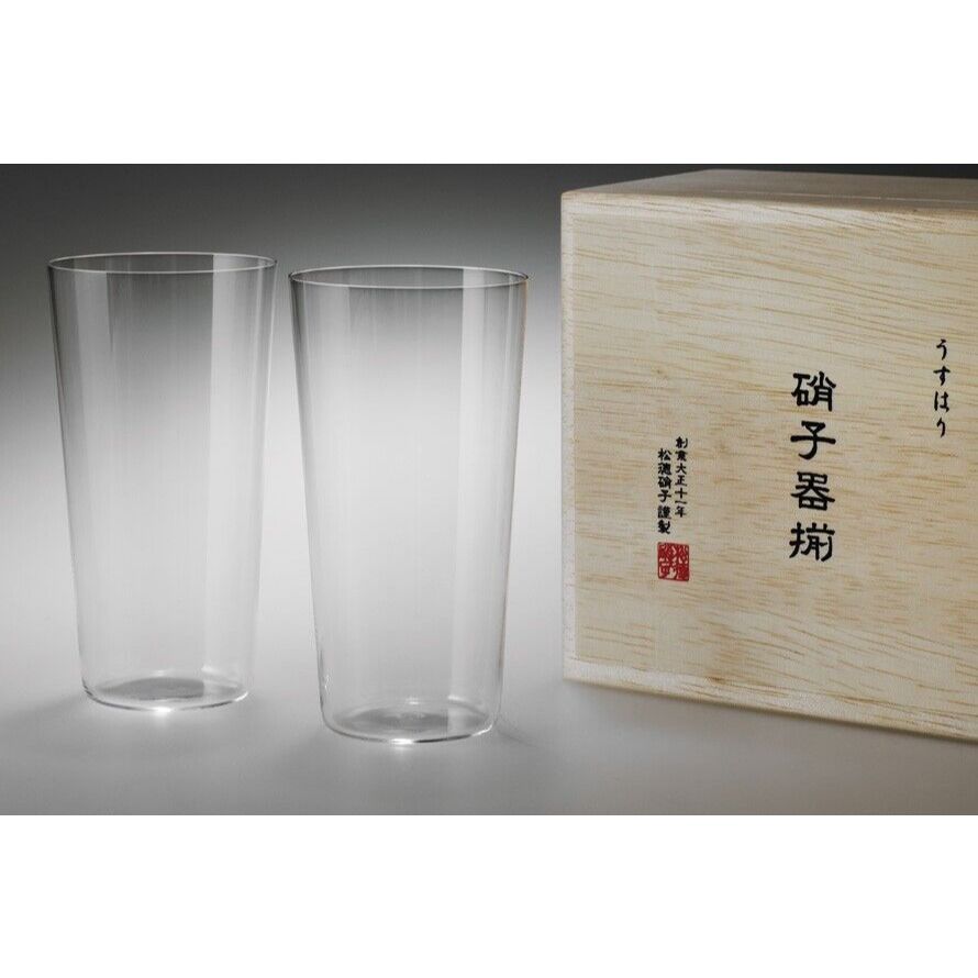 SHOTOKU Glass Usuhari Glass with Wooden Box Cup/Tumbler