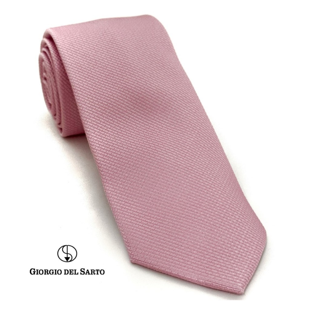 Giorgio Del Sarto Silk 7.5 cm Necktie Pink with Fabric Texture เนคไทผ้าไหมสีชมพูมีเท็กเจอร์