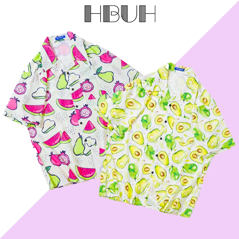 HBUH พร้อมส่ง ลายใหม่ 2024 ขายดี เสื้อฮาวาย เสื้อเชิ้ต ชาย-หญิง ลายดอก เสื้อสงกรานต์ แขนสั้น สไตล์เกาหลี ติดกระดุมหน้า