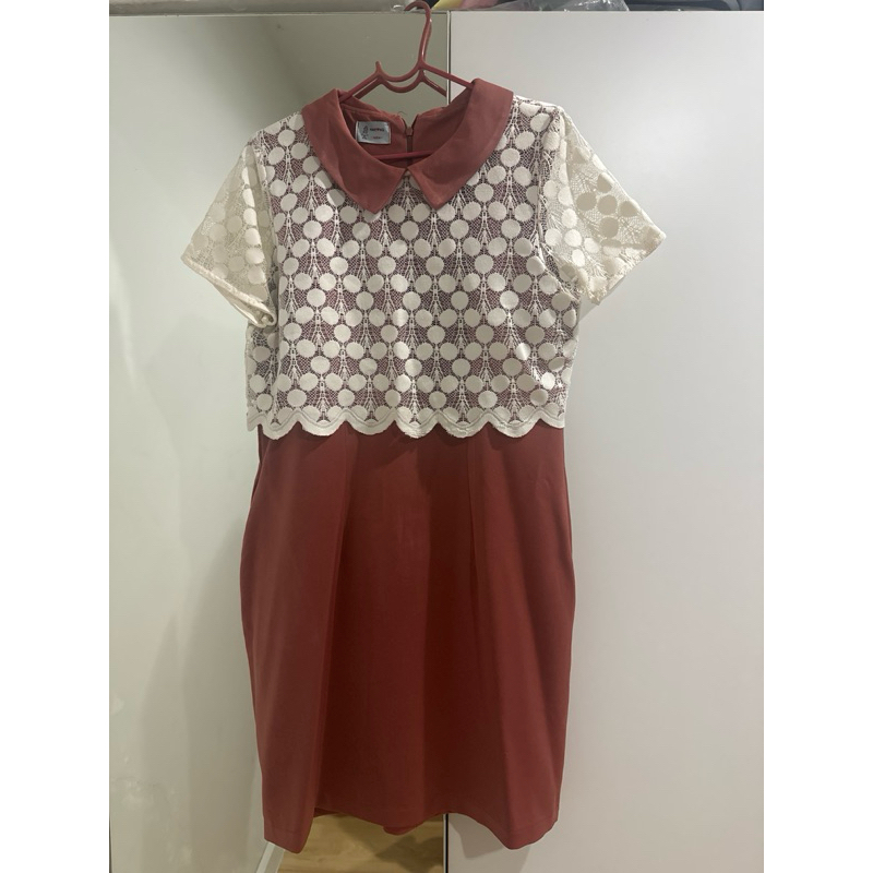 ชุดเดรสทำงาน ให้นมได้ มือสอง size m ป้าย mamong