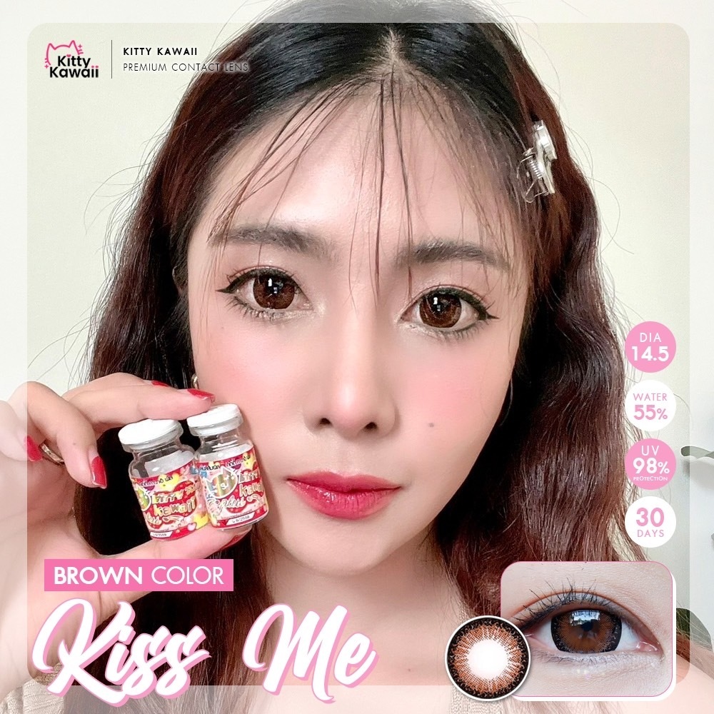 Kitty Kawaii รุ่น Kiss me คอนแทคเลนส์ รายเดือน ค่าอมน้ำ55%