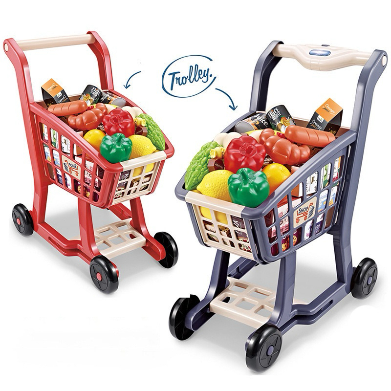 Shopping Cart รถเข็นของเล่นอาหารซูชิ &amp; ผักและผลไม้