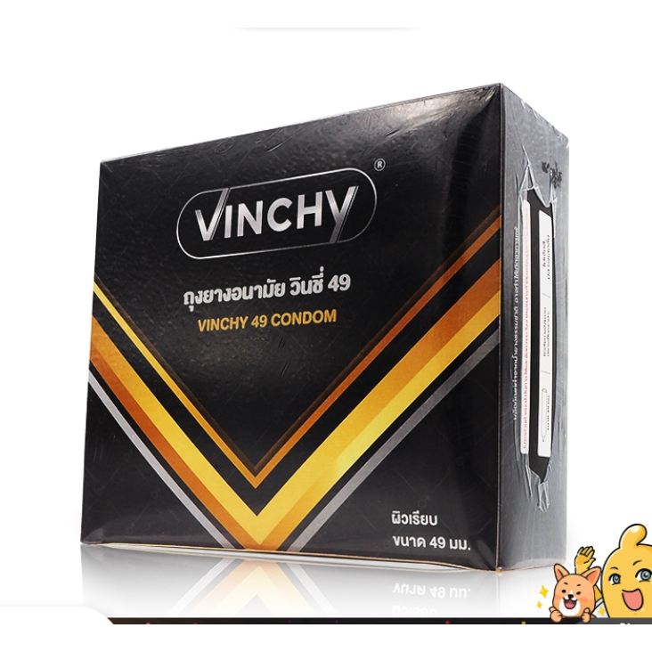 Vinchy 49 ถุงยางอนามัย ผิวเรียบ สวมใส่ง่าย ฟิตกระชับเข้ารูป ขนาด 49 มม. บรรจุ 1 กล่อง (3 ชิ้น)
