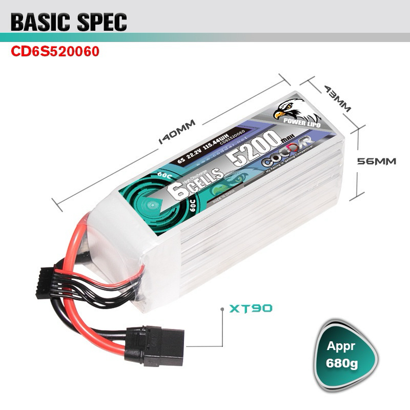 CODDAR Lipo 6s 22.2V 5200mAh 60c