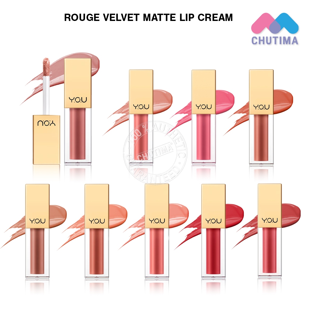 วายโอยู ลิปครีม เนื้อเนียน บางเบา แห้งเร็ว ไม่ตกร่อง มีวิตามิน YOU Rouge Velvet Matte Lip Cream 4.5g.