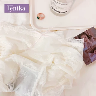 TENIKA กางเกงในผู้หญิง ลูกไม้ ตาข่ายระบายอากาศ ยืดหยุ่นสูง ยืดเยอะไม่บาดขา กางเกงชั้นในหญิง Kni-044