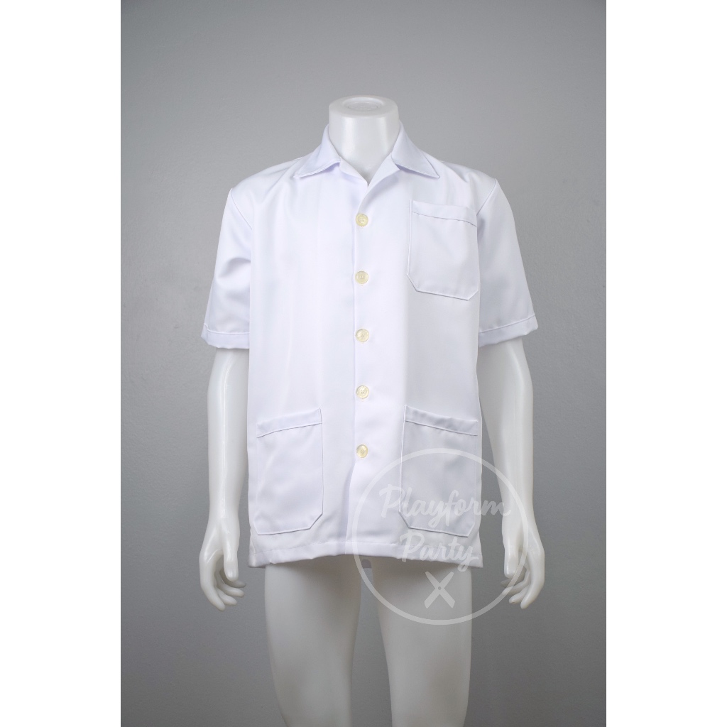 (ราคาโรงงาน) เสื้อกราวด์แพทย์ สีขาวธรรมดา ผ้าวาเลนติโน มือ 1 แบบสั้น-ยาว