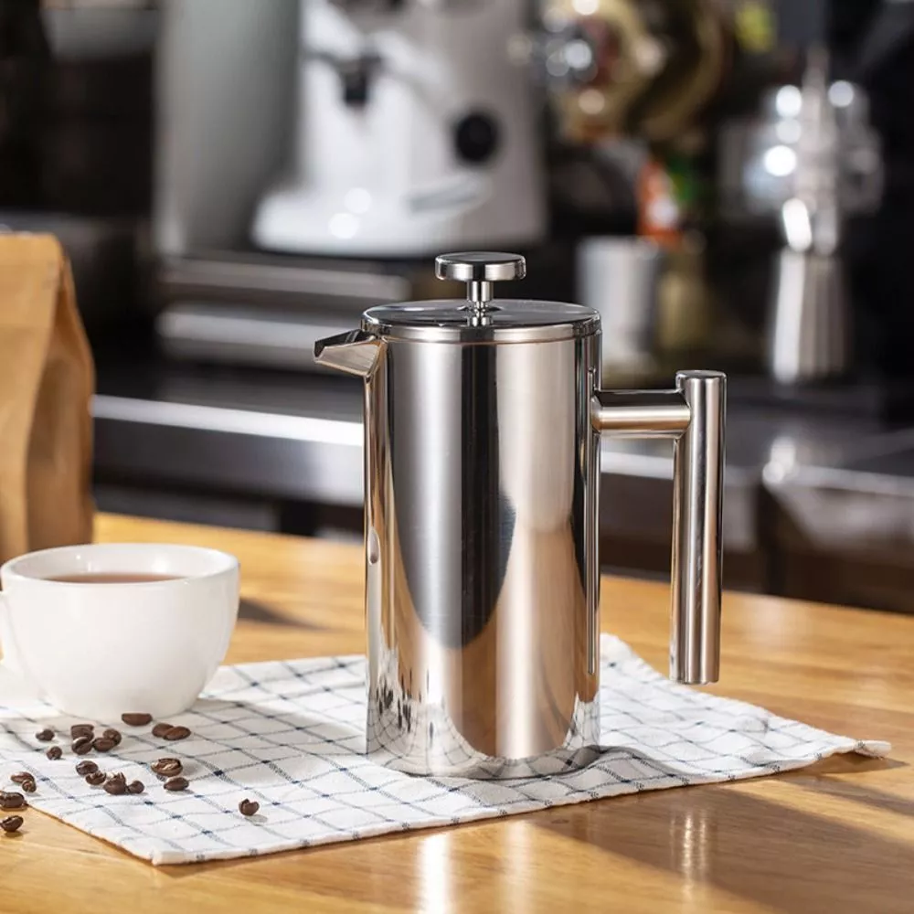 【French Press】800ml 1000ml เครื่องชงกาแฟสด เครื่องชงกาแฟ Double Wall 304 Stainless Steel Coffee Maker Tea Pot