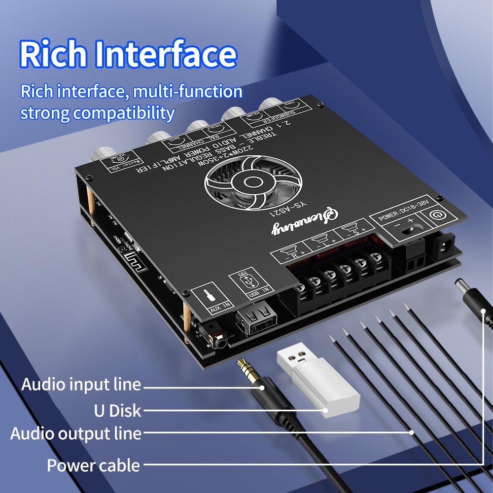 YS-AS21 2.1ช่อง TPA3255บลูทูธเครื่องขยายเสียงดิจิตอลคณะกรรมการโมดูลซับวูฟเฟอร์เบสสูง 220W*2+350W วัตต์สนับสนุน APP-SY