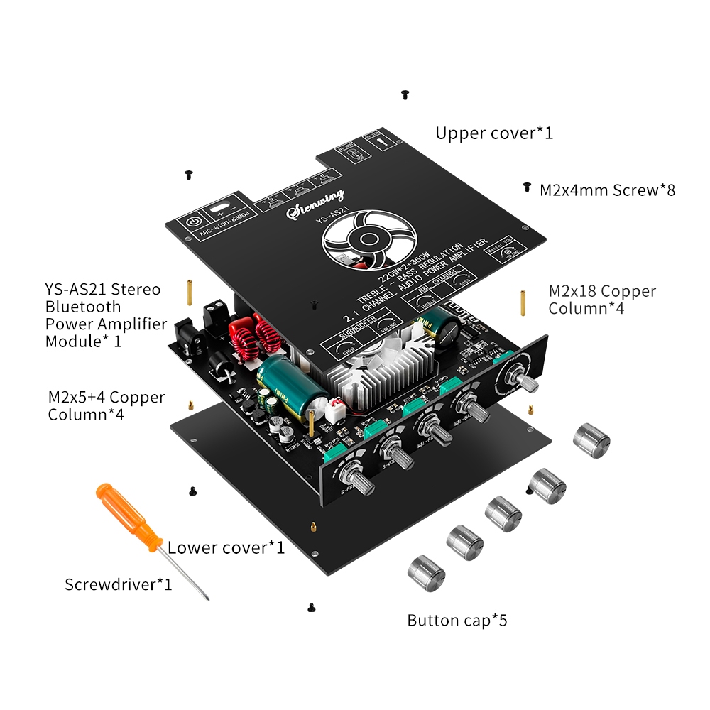 YS-AS21 2.1ช่อง TPA3255บลูทูธเครื่องขยายเสียงดิจิตอลคณะกรรมการโมดูลซับวูฟเฟอร์เบสสูง 220W*2+350W วัตต์สนับสนุน APP-SY