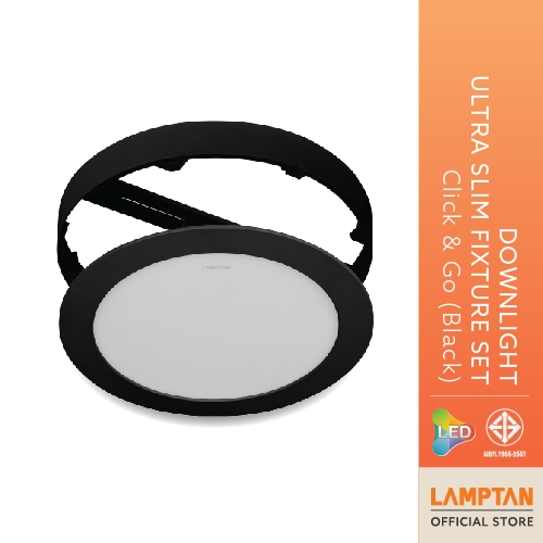LAMPTAN โคมไฟติดลอย LED DOWNLIGHT ULTRASLIM FIXTURE SET CLICK & GO ติดลอยได้ทันที ไม่ต้องเจาะฝ้า เปล