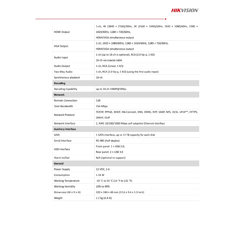 HIKVISION iDS-7216HQHI-M1/XT (16 CH) เครื่องบันทึกสำหรับกล้องวงจรปิดระบบ HD รุ่นใหม่ รองรับกล้อง HD Two-Way Audio ได้