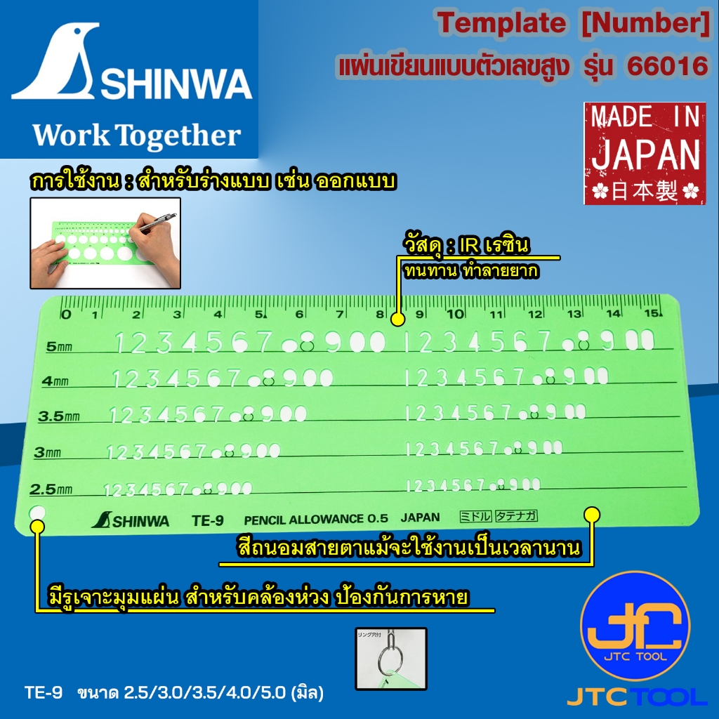 Shinwa แผ่นเขียนแบบตัวเลข/ตัวอักษร - Template [Number/Alphabet] No.66016
