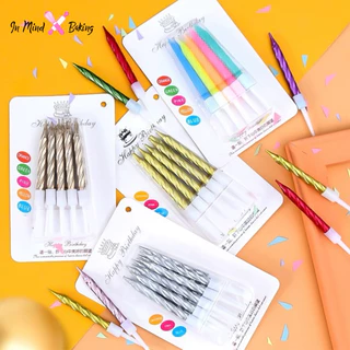 (พร้อมส่ง ) เทียนวันเกิด เทียนแฟนซี เทียนปักเค้กวันเกิดสวยๆราคาถูก(สั้นเมทัลลิคแชมเปญ)