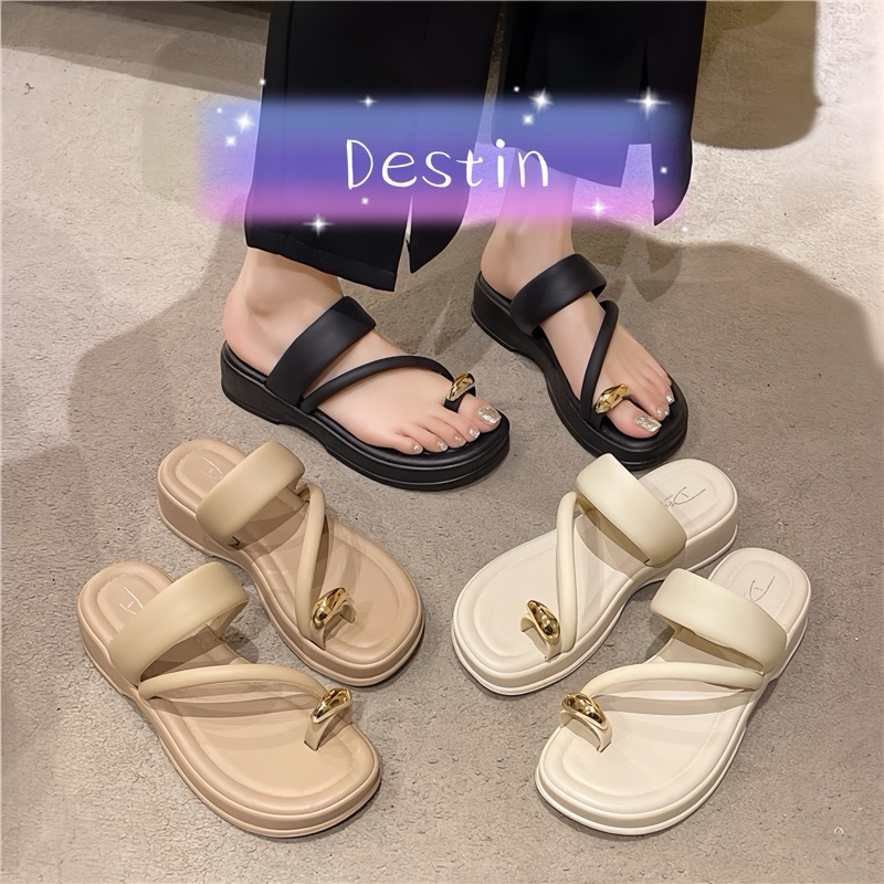 Destin🩰พร้อมส่งจากไทย🛒  (LT-3089)แฟชั่นรองเท้าผู้หญิง ฮิตที่สุด สวยสไตล์เกาหลี ยางEVA หูคีบ ใส่สบาย