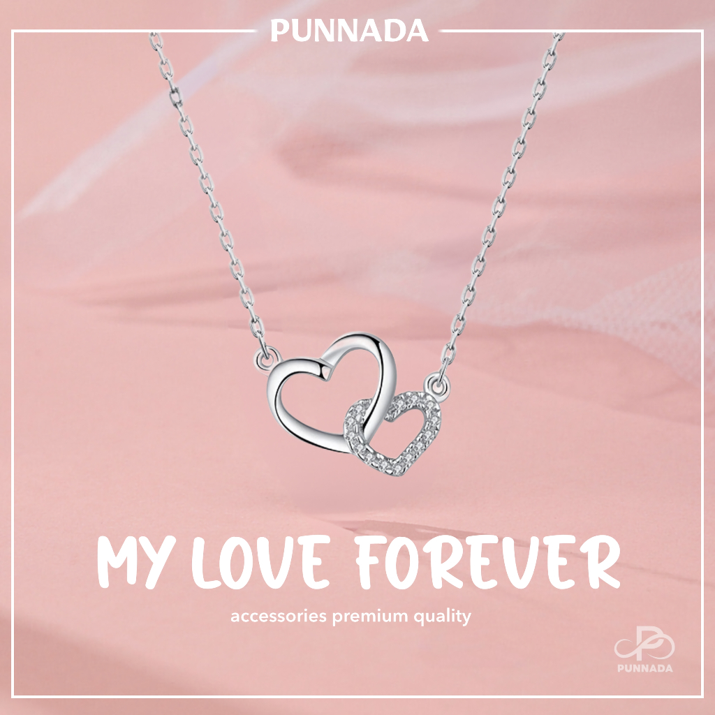 PUNNADa (ส่งไวใน24ชม.) PN021 สร้อยเงิน จี้หัวใจ สร้อยคอเงิน งานเกรดพรีเมี่ยม ของขวัญ ใส่โดนน้ำได้