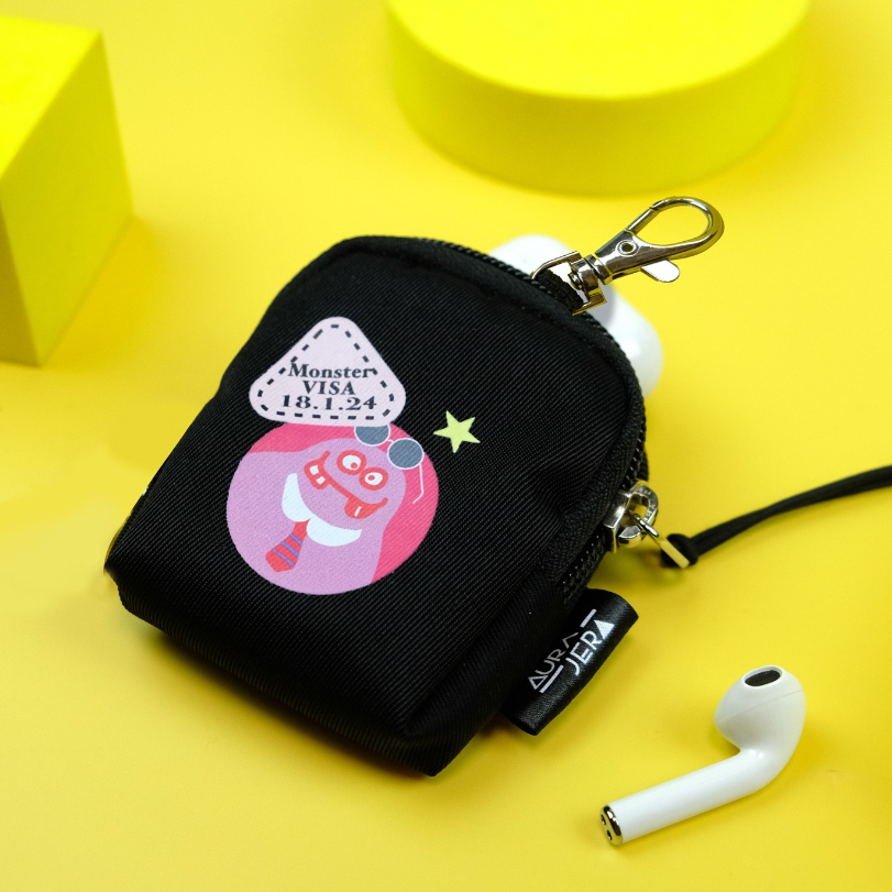 สกรีนชื่อฟรี พร้อมส่ง กระเป๋าใส่ AIRPOD ลาย monster แบรนด์ Aura Jera