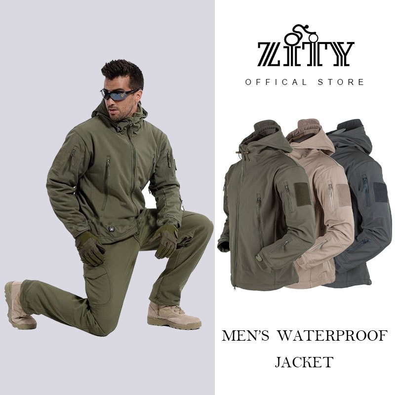 ZITY เสื้อแจ็คเก็ตกันน้ำกันลมสำหรับผู้ชาย ผ้าเนื้อนุ่ม น้ำหนักเบา และราคาไม่แพงสำหรับกิจกรรมกลางแจ้ง