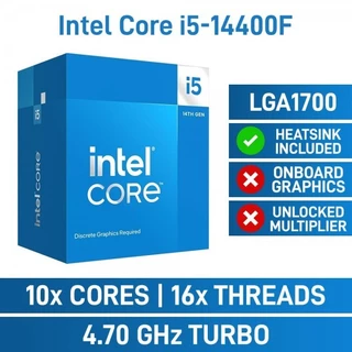 CPU (ซีพียู) INTEL CORE I5-14400F - 10C 16T 1.8-4.7GHz (INTEL SOCKET 1700) ประกัน 3 ปี
