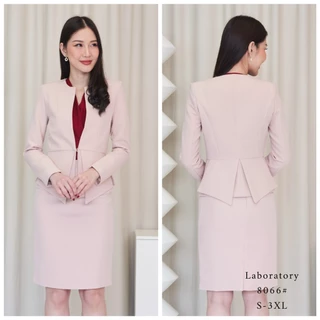 Laboratory เสื้อสูท 8066# ทรงคอกลม แต่งระบายชายเสื้อ สไตล์เกาหลี มีไซส์ S-4XL