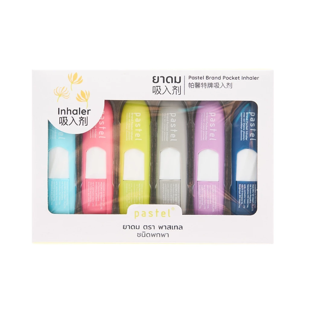 pastel pocket inhaler ยาดมชนิดพกพากลิ่นออริจินัล(แบบกล่อง มี 6 ชิ้น)