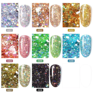 สีกลิตเตอร์ ระยิบระยับสีทาเล็บเจล✨สีกลิตเตอร์ ระยิบระยับ✨ สีเจล สีทาเล็บ มีให้เลือกถึง 8 เฉดสี