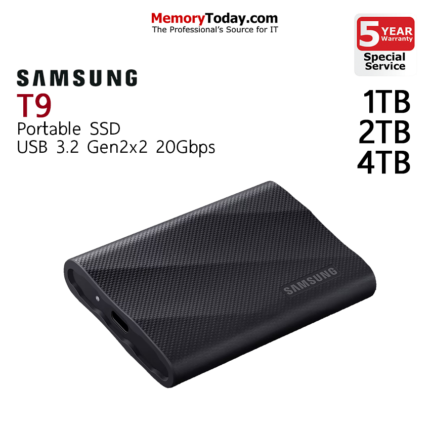Samsung T9 Portable SSD USB 3.2 Gen2x2 (20Gbps) Capacity: 1TB/2TB/4TB