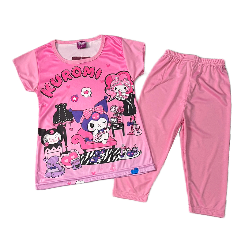 เสื้อผ้าเด็กผู้หญิง ชุดเสื้อ+กางเกงสีพื้น ผ้ามันผ้าไมโคเกรดพรีเมี่ยม PM909 - รูปที่ 5