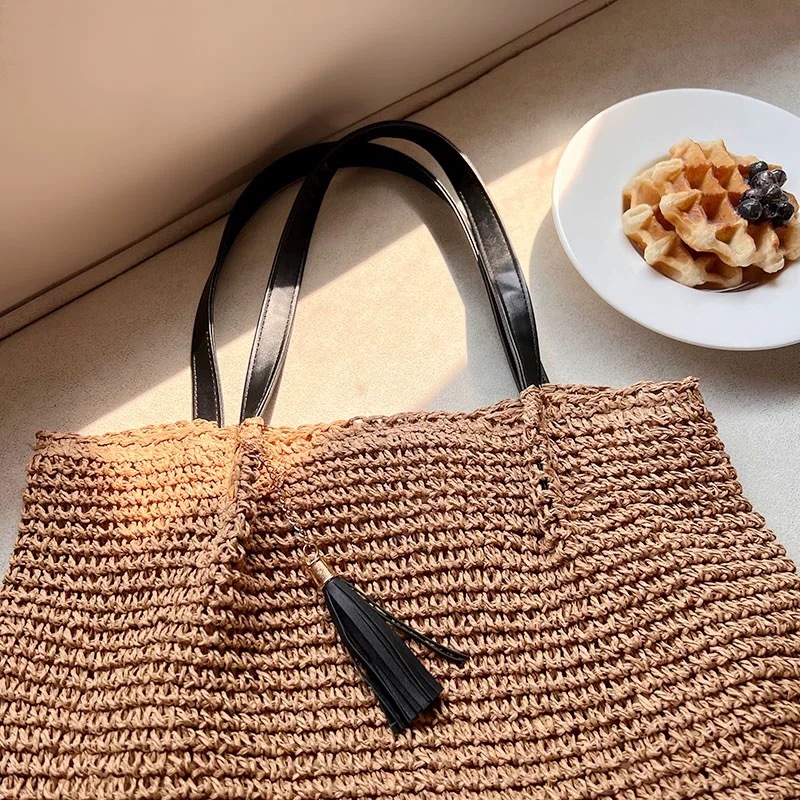 B107) กระเป๋าสะพายไหล่สไตล์เกาหลีแบบใหม่ สไตล์มีสไตล์ กระเป๋าเป้ผู้หญิง กระเป๋าผ้าทอ งานฝีมือประณีต (จัดส่งจากกรุงเทพ) - รูปที่ 4