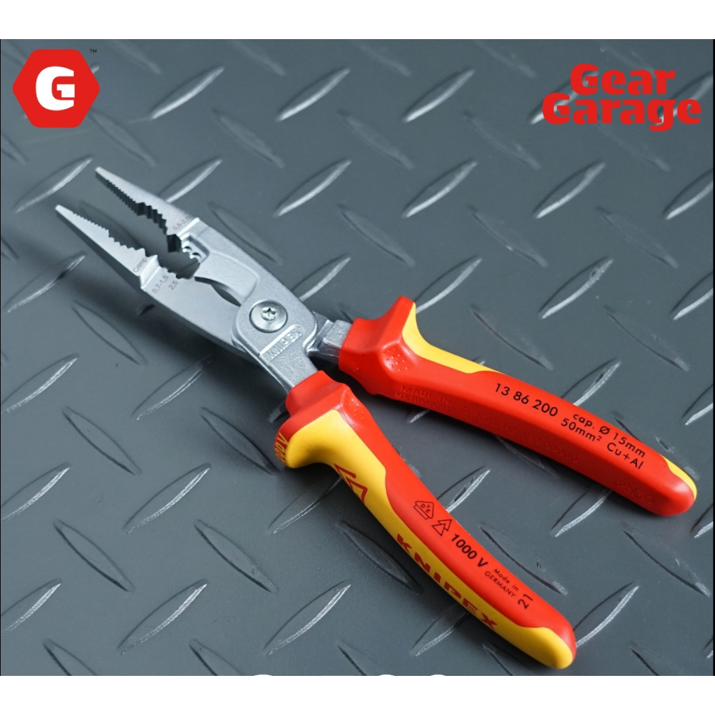 คีมปอกสายไฟ อเนกประสงค์ KNIPEX NO.13 86 200 Pliers for Electrical Installation VDE version Factory Gera By Gear Garage