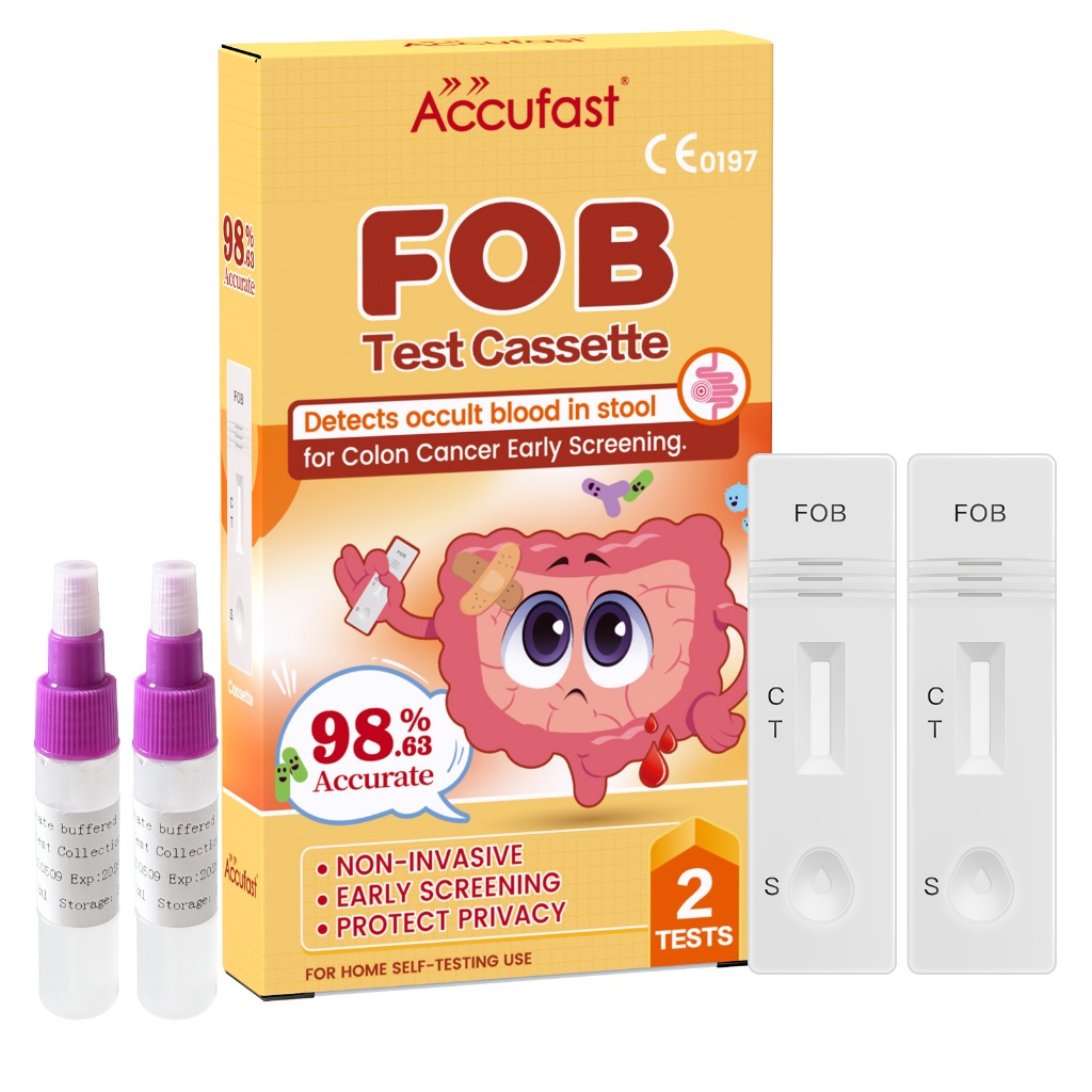 ACCUFAST การทดสอบลำไส้ 2x การทดสอบอย่างรวดเร็ว - ชุดทดสอบ FOB มะเร็งลำไส้ใหญ่ทดสอบบ้าน - การตรวจคัดกรองมะเร็งในระยะแรก