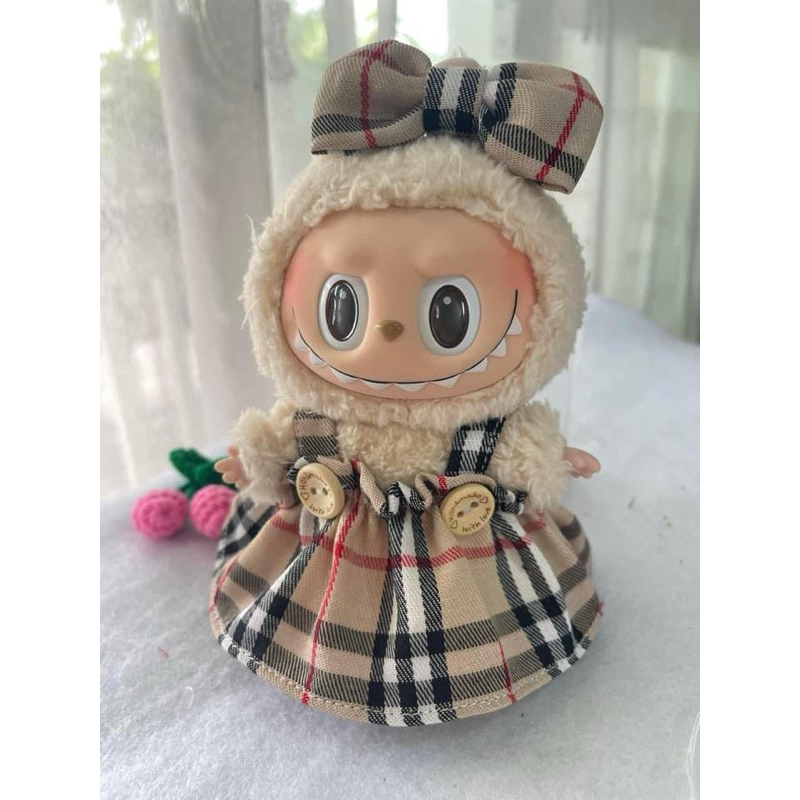 สินค้าพร้อมส่ง ชุดตุ๊กตาลาบูบู้labubu V.1,V2,3+โบว์/Lila Lucky Cat /ชุดคิมม่อน/ชุดตุ๊กตา17 cm /CRYBABYใส่ได้