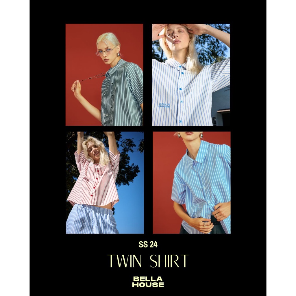 BELLAHOUSE - TWIN SHIRT (5 COLORS) เสื้อเชิ้ตแขนสั้น กระดุมหน้าหลัง