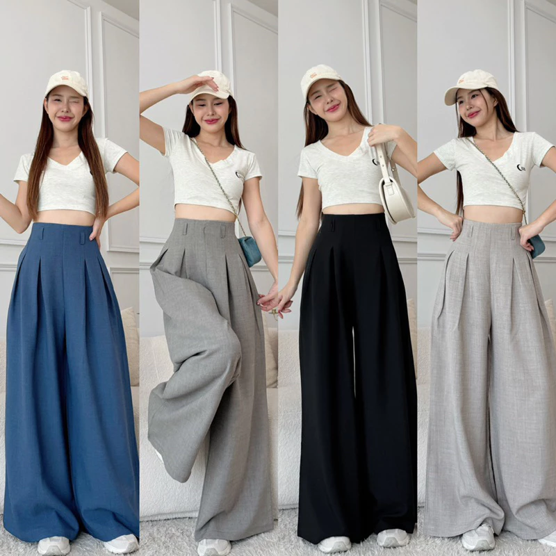 !ELSA TWIST PANTS! กางเกงขายาวจีบทวิต 2 จีบ ซิปหลัง ดีเทลหูเข็มขัด* อ่านรายละเอียดก่อนสั่งซื้อ