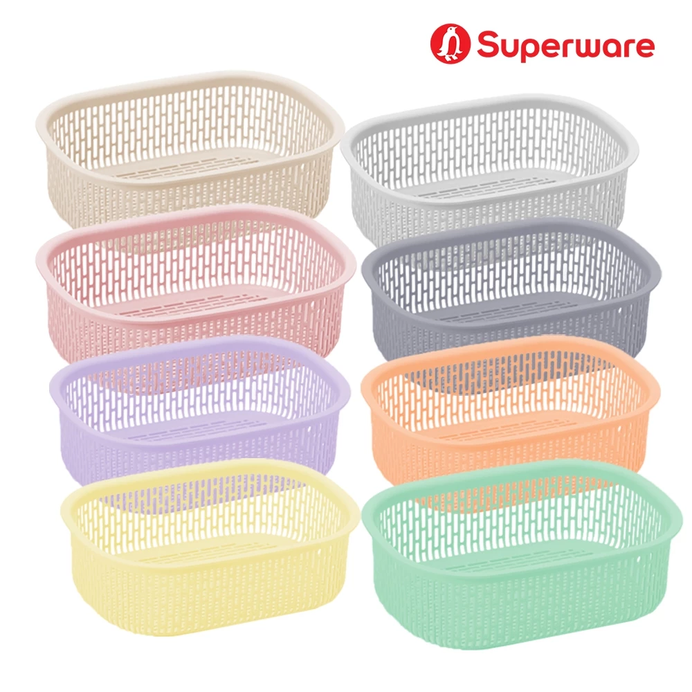 Srithai Superware ตะกร้าอเนกประสงค์รูปไข่แบบเตี้ย ตะกร้าพลาสติกทรงรี ตะกร้าใส่ของ/ใส่ผ้า/อุปกรณ์อื่นๆ รุ่น M-63