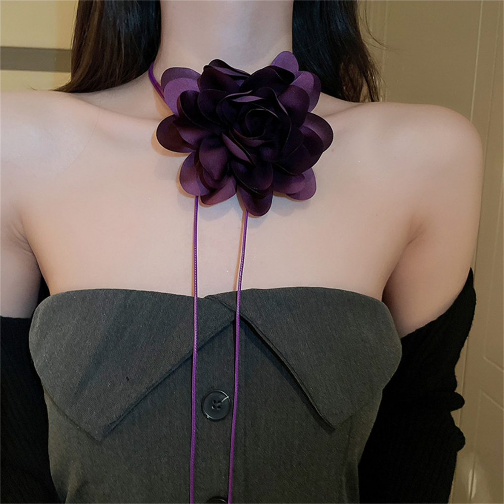 สร้อยคอโชคเกอร์ แบบผูกเชือก ลายดอกไม้ หลายแบบ เครื่องประดับแฟชั่น หรูหรา - รูปที่ 4