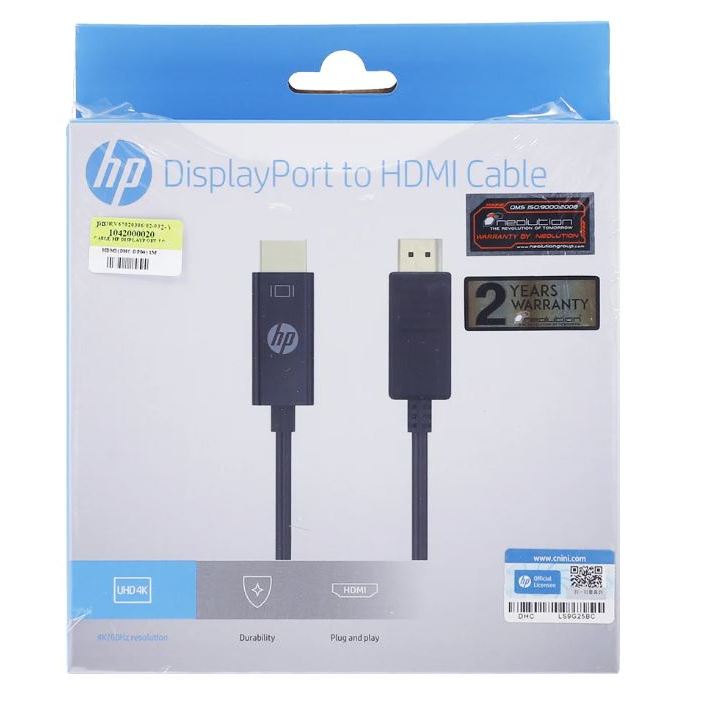 CABLE (สายจอมอนิเตอร์) HP DISPLAYPORT TO HDMI CABLE 1M (DHC-DP04)