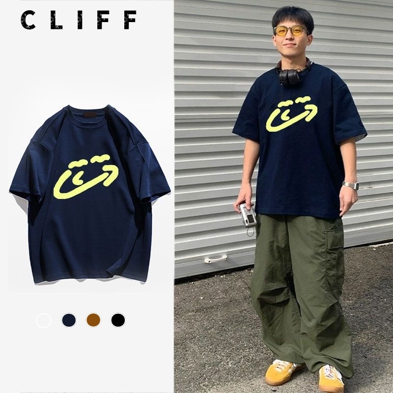 CLIFF เสื้อยืดลายทางผู้ชายแขนสั้นสไตล์เกาหลี มีสีให้เลือก 4 สี