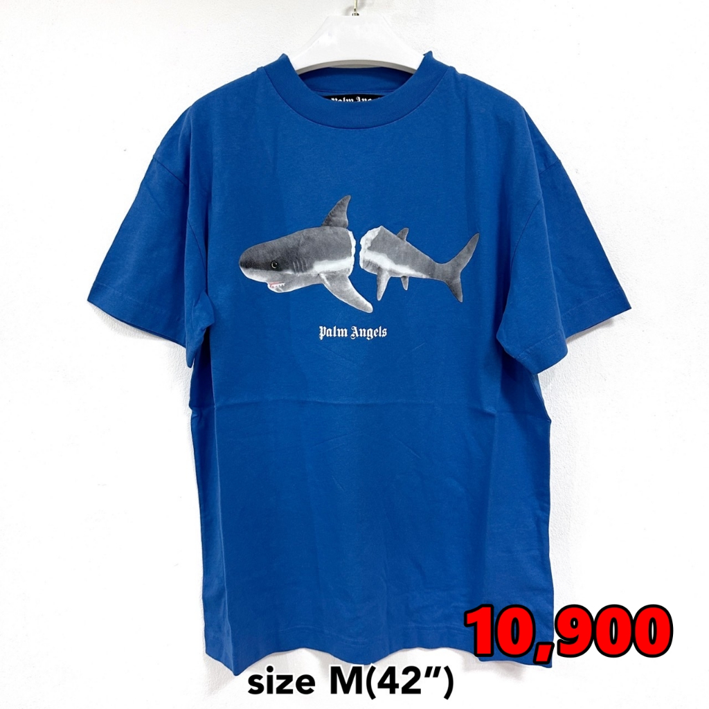 Palm Angels Tee white shark classic t-shirt เสื้อยืด แขนสั้น ฉลาม สีน้ำเงิน ปาล์ม แองเจิล ของแท้ แบรนด์เนม