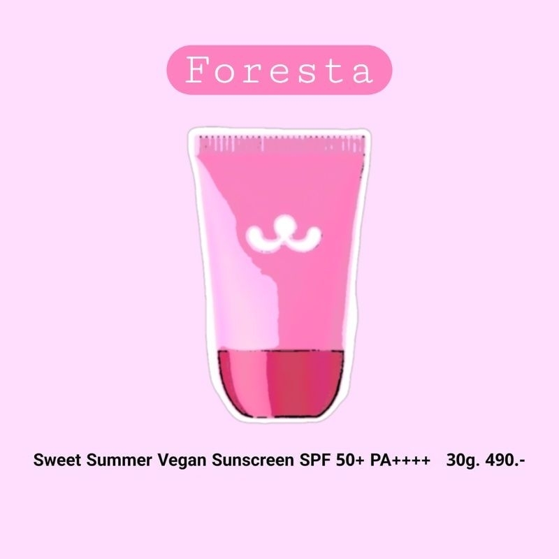 FORESTA Sweet Summer Vegan Sunscreen SPF50+PA++++ ฟอเรสต้ากันแดดชมพู