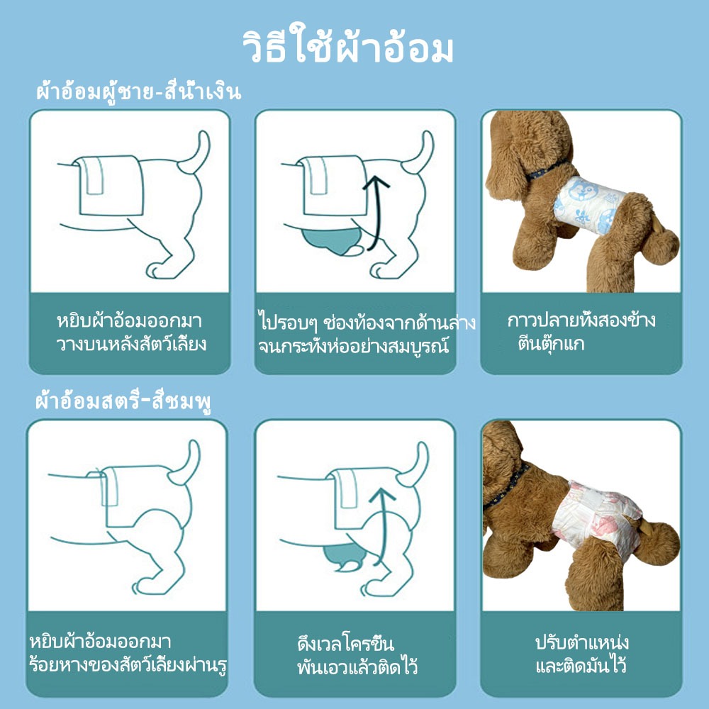 ผ้าอ้อมสุนัขแบบใช้แล้วทิ้งชุดอุปกรณ์สัตว์เลี้ยงสำหรับผู้ชายและผู้หญิง บรรจุภัณฑ์ผ้าอ้อมสัตว์เลี้ยง: บรรจุภัณฑ์ท้องสุนัขแ - รูปที่ 7