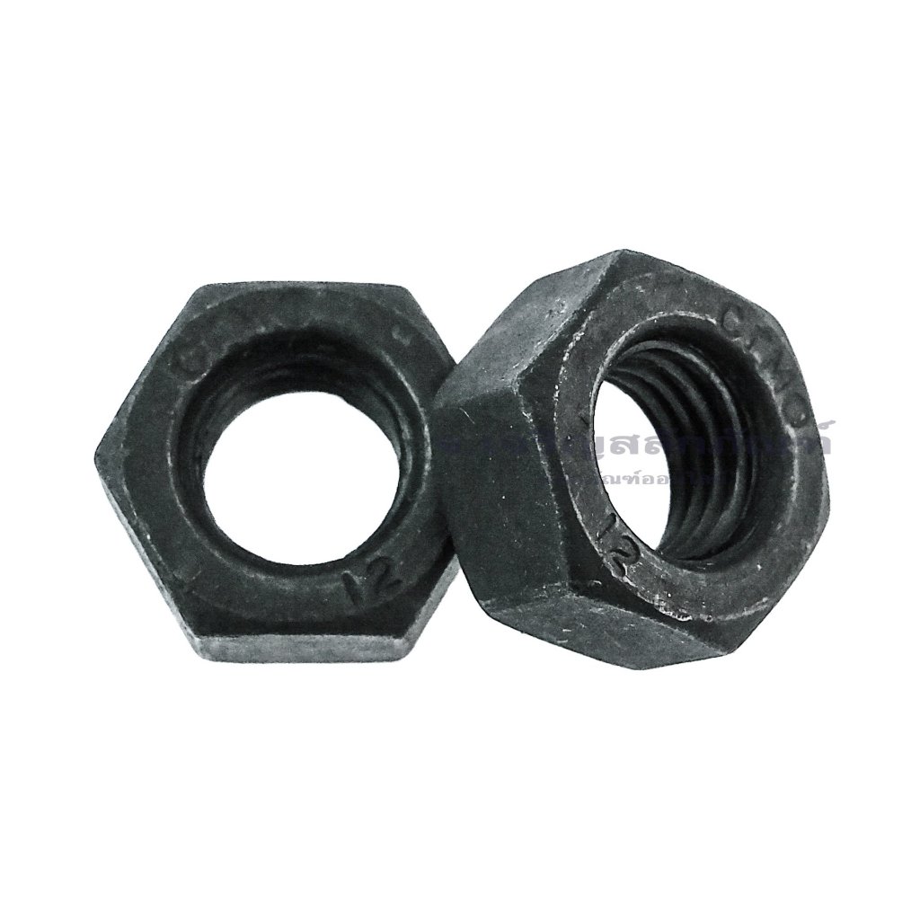 หัวน็อตดำ Hex Nut  เกลียวละเอียด ขนาด M8 - M24 เกรด 12.9 (แพ็คละ 1 หัว)