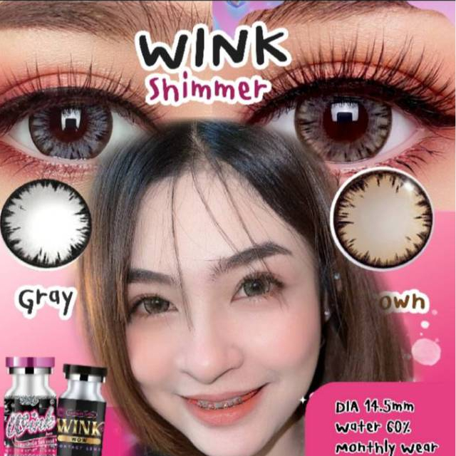 WINK Shimmer คอนแทคเลนส์สี Brown/gray มีค่าสายตา เลนส์ไฮโดรเจล