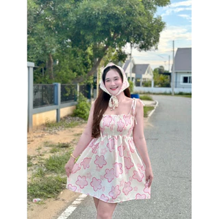 เดรสอกสม็อค2 ชิ้น อก 32-44 + ผ้าโพกผม ( ย224 ) 🌻🌤️