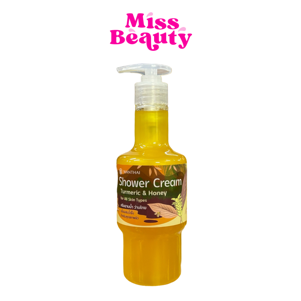(liveลด50%) Wanthai Shower Cream Turmeric ว่านไทย ครีมอาบน้ำ ขมิ้นผสมน้ำผึ้ง 350 มล.