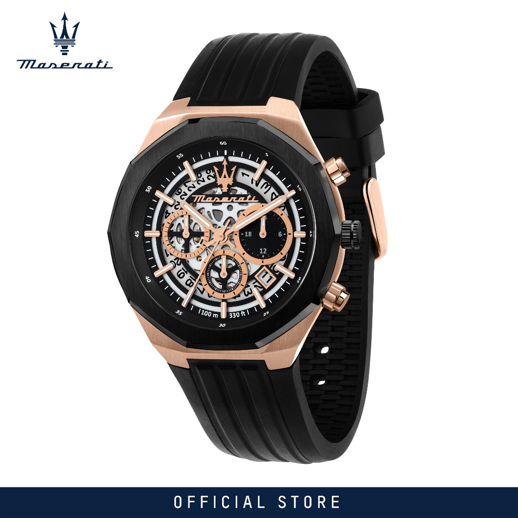 【2 Years Warranty】 Maserati Stile 45mm Men's Chronograph Quartz นาฬิกาข้อมือแฟชั่น Luminous Dial Hands R8871642003 Japan Movement