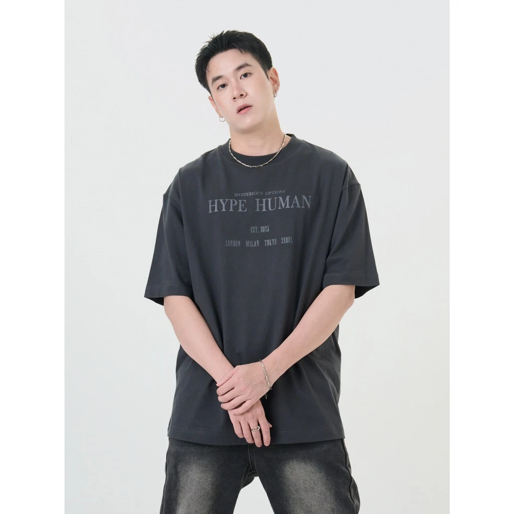 Hype It - Hype Human T-Shirt เสื้อยืดแขนสั้นทรง Oversized แบรนด์ Hype It (คอไม่กว้าง ทรงไหล่ตก)