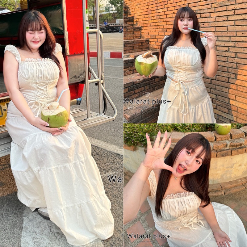 /WP/ ชุดเซ็ตสาวอวบ ฟีวสาวจีน เสื้อแต่งลูกไม้ เชือกผูกเข้าทรง กระโปรง แยกใส่ก้อคุ้มค่า #plussize