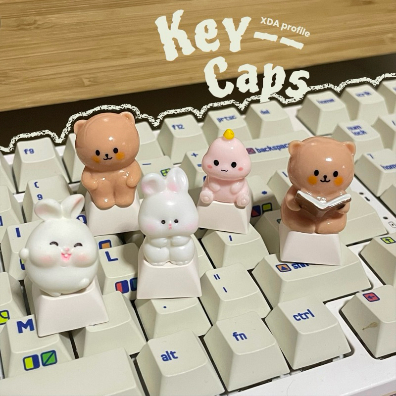 [keycaps ] คีย์แคปกระต่ายตัวกลม กระต่ายน่ารัก หมีน้ำตาล ไดโนเสาร์ สำหรับ Mechanical Keyboard